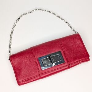 Banana Republic Red Leather Chain Strap Clutch